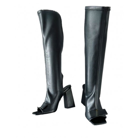 Handmade Women's Genuine Leather VERS-1 Shoes-Winter Knee High Boots Over-the-Knee Lace Design Mid-Calf Style