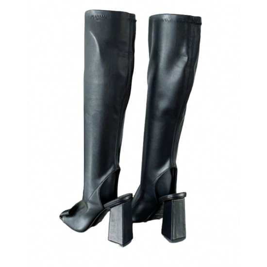 Handmade Women's Genuine Leather VERS-1 Shoes-Winter Knee High Boots Over-the-Knee Lace Design Mid-Calf Style
