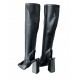 Handmade Women's Genuine Leather VERS-1 Shoes-Winter Knee High Boots Over-the-Knee Lace Design Mid-Calf Style
