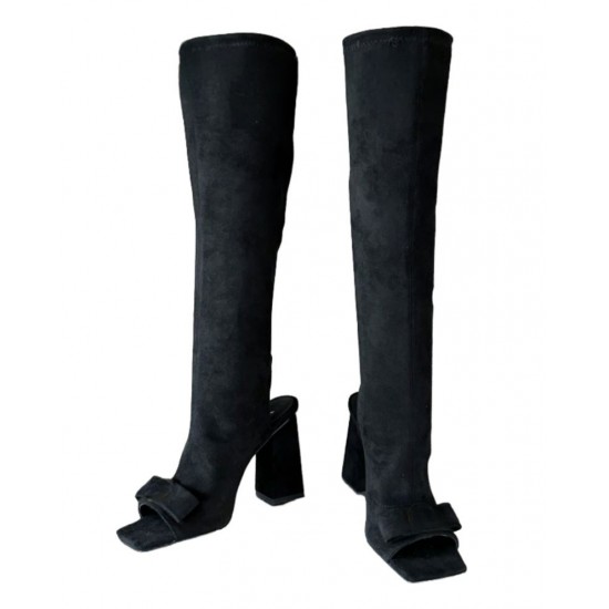 Handmade Women's Winter Over-the-Knee Leather Boots with High Heel VER Shoes-Genuine Leather Waterproof Feature