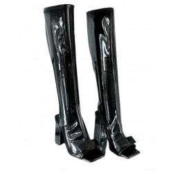 Autumn/Winter Women's Mid-Calf Waterproof Platform Boots High Heel Square Toe Block Heel Large Solid Color Side Zipper Sheepskin