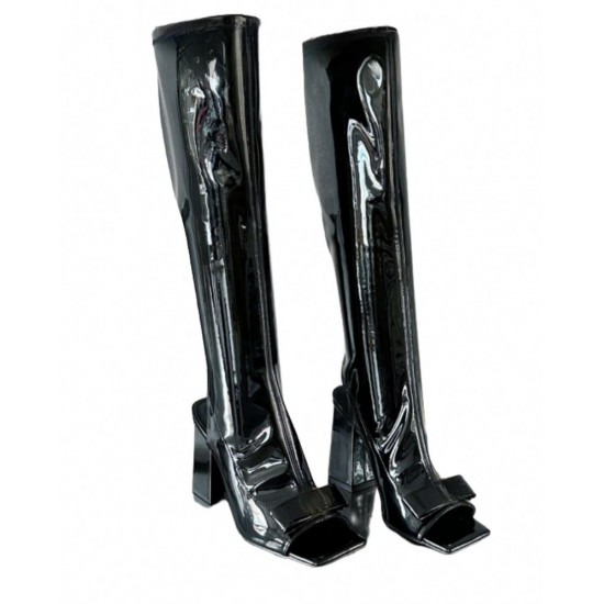 Autumn/Winter Women's Mid-Calf Waterproof Platform Boots High Heel Square Toe Block Heel Large Solid Color Side Zipper Sheepskin