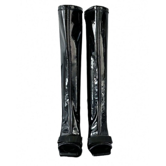 Autumn/Winter Women's Mid-Calf Waterproof Platform Boots High Heel Square Toe Block Heel Large Solid Color Side Zipper Sheepskin