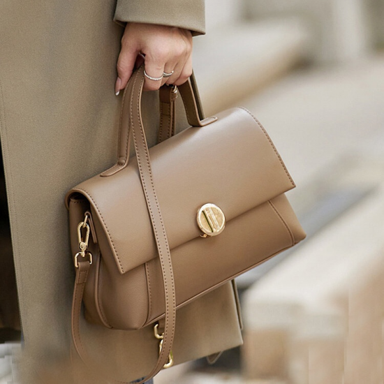 2025 Spring New Genuine Cowhide Leather Women's Handbag High-End Versatile Crossbody Shoulder Bag Stylish Lady's Fashion