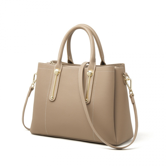 2025 Spring Season Women's Genuine Cowhide Leather Handbag Large Capacity Shoulder Tote Bag with Custom Logo Polyester Lining