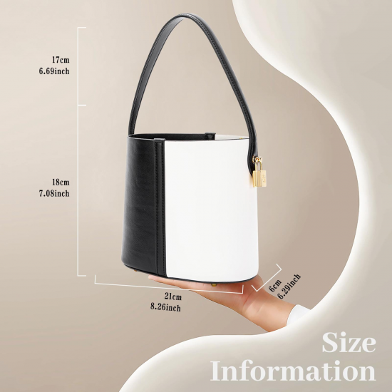 2025 Spring New Fashion Women's Casual Bucket Bag Handbag Simple Double Color Niche Design Versatile Open Closure Polyester