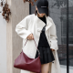 2025 Spring New Fashion Premium Encore Red Women's Genuine Leather Handbag Zip Easy Match Commuting Crossbody Shoulder Bag