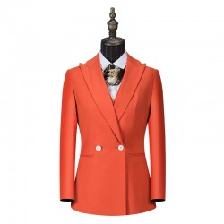 Custom Elegant Double-Breasted Business Suit with Button Decoration Solid Pattern Work Clothes with Temperament Tooling