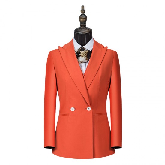 Custom Elegant Double-Breasted Business Suit with Button Decoration Solid Pattern Work Clothes with Temperament Tooling