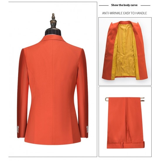 Custom Elegant Double-Breasted Business Suit with Button Decoration Solid Pattern Work Clothes with Temperament Tooling