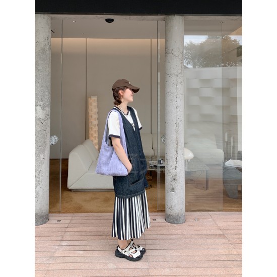 Small fresh girl loose  bag pleated design simple versatile large capacity shopping bag shoulder bag