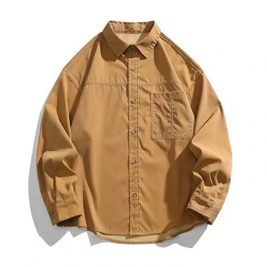 T174 Y6224Vintage Hip-Hop Style Long Sleeve Dress Shirt Casual XL Size Trendy Couplet for Youth Hawaiian Inspired Design for Men