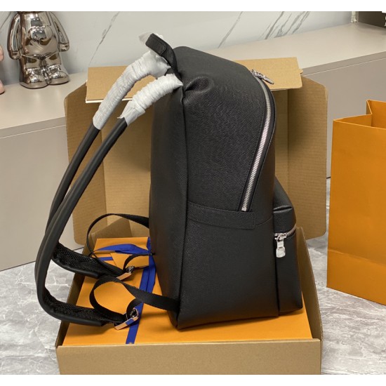 Customized Large Capacity Black Leather Backpack Waterproof Fashionable Unisex Business Travel Laptop Computer Bag Men