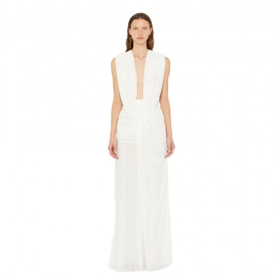 Customization Fine stretch jersey Plunging neckline Draped panels Wedding Dress Ladies Oem Odm Women Clothes Elegant Apparel