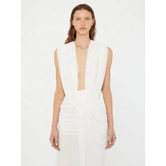 Customization Fine stretch jersey Plunging neckline Draped panels Wedding Dress Ladies Oem Odm Women Clothes Elegant Apparel