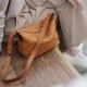 Vintage Genuine Leather Single Shoulder Dumpling Bag; Small Capacity Soft Leather Crossbody Bag for Women