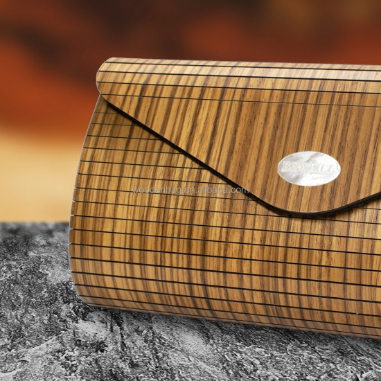 Elegant Classic Natural Wood Evening Clutch Bag for Women Handcrafted Magnetic Fastener Summer Autumn Spring Fashionable Cover