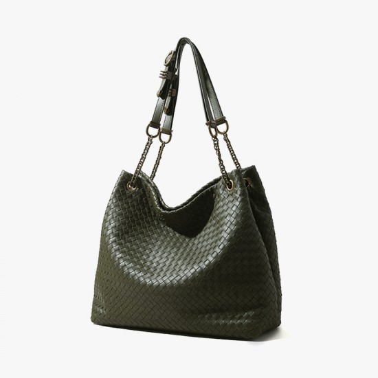 Handmade Woven Women's Shoulder Tote Bag Large Capacity with Open Closure