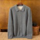 Autumn Winter Men's 100% Cashmere Padded Cardigan with Zipper Breathable Knitted Shirt Collar Sweater Jacket