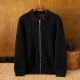 Autumn Winter Men's 100% Cashmere Padded Cardigan with Zipper Breathable Knitted Shirt Collar Sweater Jacket