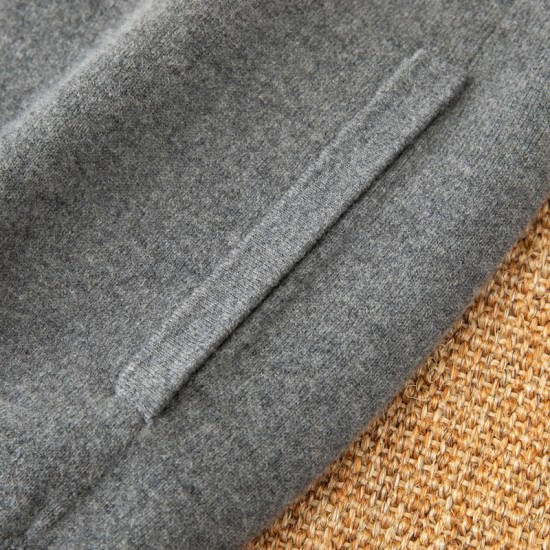 Autumn Winter Men's 100% Cashmere Padded Cardigan with Zipper Breathable Knitted Shirt Collar Sweater Jacket