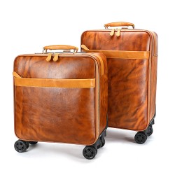 MARRANT Men Genuine Leather Aluminum Carry-on Luggage 18/20 Inch Suit Cases Travel Trolley Luggage Leather Suitcase Luggage