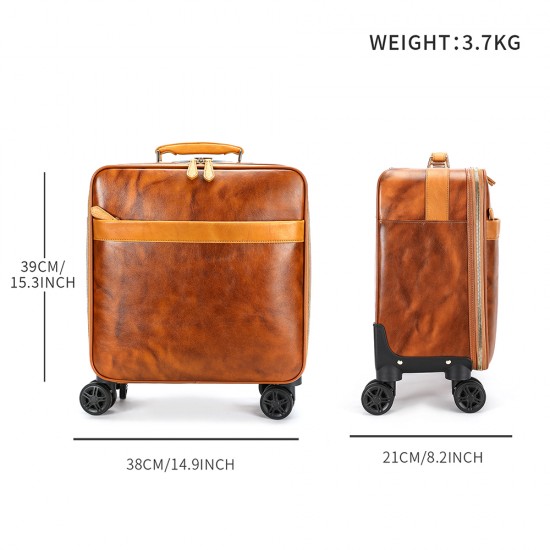 MARRANT Men Genuine Leather Aluminum Carry-on Luggage 18/20 Inch Suit Cases Travel Trolley Luggage Leather Suitcase Luggage