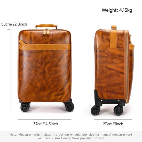 MARRANT Men Genuine Leather Aluminum Carry-on Luggage 18/20 Inch Suit Cases Travel Trolley Luggage Leather Suitcase Luggage