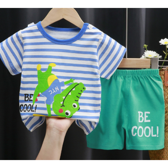 Clearance Price Boys 1-4 Years Old Short Sleeve Set Cotton Summer Baby Clothes Summer Children's Two-piece Children's Sportswear
