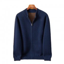 Men's Winter Warm Cardigan with Padded Cashmere Customizable Zipper Pocket Leisure Collar ODM Supply for Business or Leisure