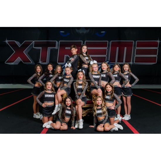 DIY Design Black Mesh with  Full Rhinestones Cheer  Uniforms