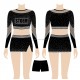 DIY Design Black Mesh with  Full Rhinestones Cheer  Uniforms