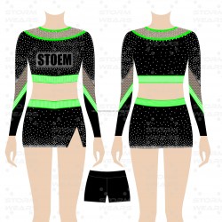DIY Design Black Mesh with  Full Rhinestones Cheer  Uniforms