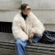 New Design Mongolian Fur Coat Women Tibet Lamb Fur Winter Outfit V-neck Clothes for Ladies