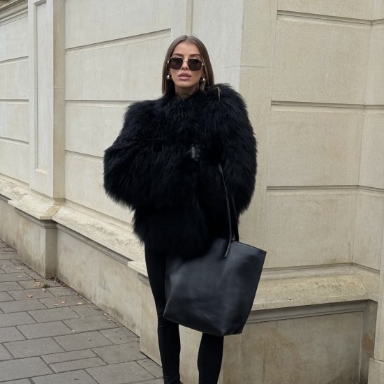 New Design Mongolian Fur Coat Women Tibet Lamb Fur Winter Outfit V-neck Clothes for Ladies