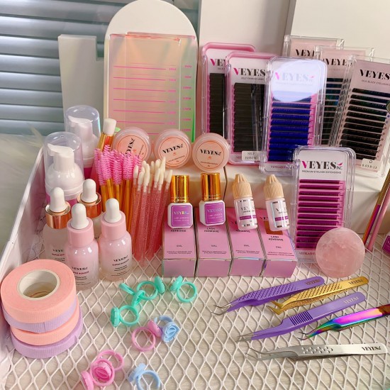 VEYES Eyelashes Training Practice Exercise Kit Makeup Mannequin Head Set Private Label Graft Individual Eyelash Extension Kits