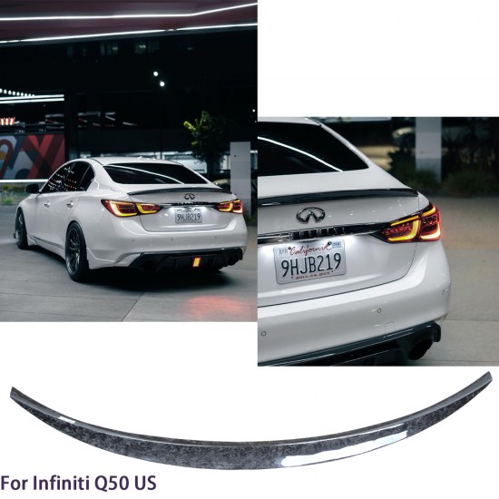 For Infiniti Q50 Q50S Q50L JP Style Forged Carbon Fiber Rear Spoiler Trunk Wing 2013-2023