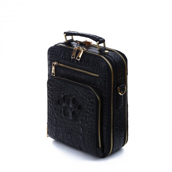100% genuine leather handbag for men, made of real crocodile skin, shoulder strap style, crossbody bag