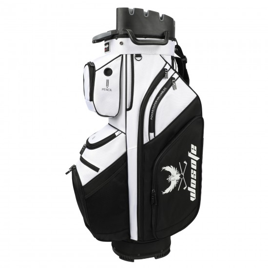 Factory Direct Customized Waterproof Portable Unisex Polyester Material 14-Way Divider Top Black White Golf Bag