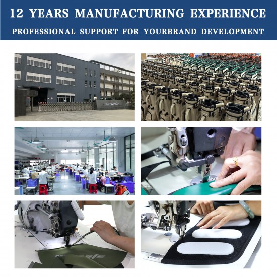 Factory Direct Customized Waterproof Portable Unisex Polyester Material 14-Way Divider Top Black White Golf Bag