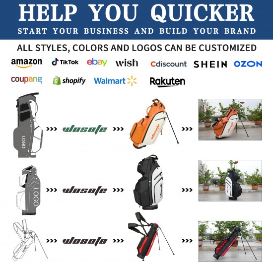 Factory Direct Customized Waterproof Portable Unisex Polyester Material 14-Way Divider Top Black White Golf Bag