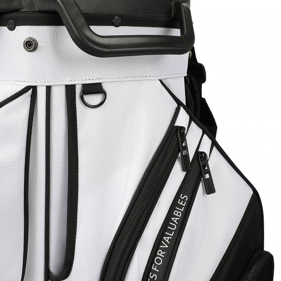 Factory Direct Customized Waterproof Portable Unisex Polyester Material 14-Way Divider Top Black White Golf Bag