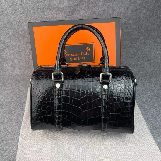 Classic Crocodile Leather Women's Handbag Vintage Style Pillow Bag Chains Zip Fashionable Crossbody Shoulder Bag for Summer