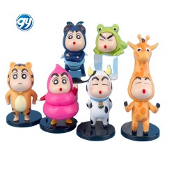 6pcs/set Creative Crayon Shin-chan Cos Animal Giraffe Frog Tiger Figure Peripheral Toy Kawaii PVC Statue Collection Brinquedos