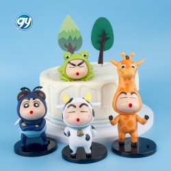 6pcs/set Creative Crayon Shin-chan Cos Animal Giraffe Frog Tiger Figure Peripheral Toy Kawaii PVC Statue Collection Brinquedos