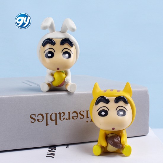 6pcs/set Crayon Shin Chan Cos Animals Kawaii Pvc GK Model Cute Collection Cartoon Figurine Toys Accessories Kids Friends Gifts