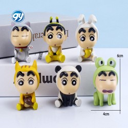 6pcs/set Crayon Shin Chan Cos Animals Kawaii Pvc GK Model Cute Collection Cartoon Figurine Toys Accessories Kids Friends Gifts