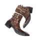 NA679 Punk Style Rivet Belt Buckle Decor Men Mid-Calf Boots Metal Pointed Toe Splicing Leather Shoes Male Motorcycle Boots