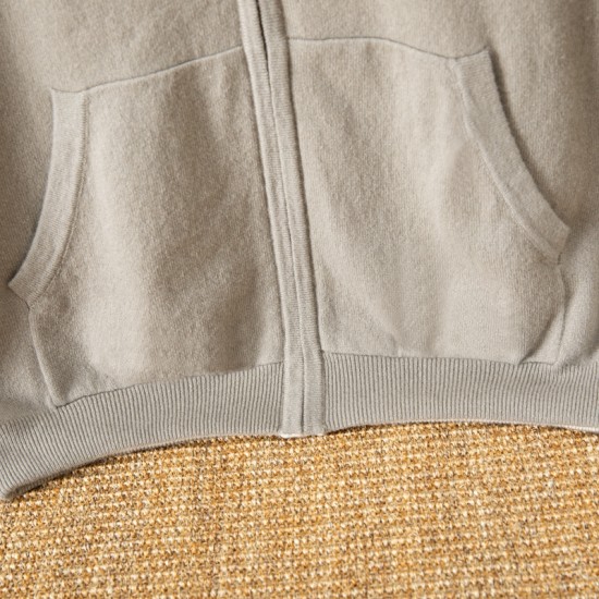 Customizable Men's Double-Sided Hooded Cardigan Pure Cashmere Knitted Zipper Hoodie Winter Casual Quick-Dry Breathable Warm Vest