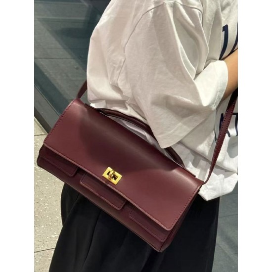 Lady Fashion Genuine Leather Crossbody Tote Bag Small Square Shoulder Waterproof Handbag with Geometric Pattern Cover Closure